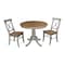 International Concepts Round 36 in Rd Top Pedestal Table, 2 X-Back Chairs, Hickory/Stone, 36 in W, 36 in L, 29.1 in H, Wood K41-36RT-C613-2 - alternate 1